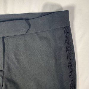 Laundry Black Tuxedo Pants with Beaded Lace Side Panels NWT 6